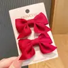 Elegante Pinza de Pato con Lazo de Perlas Pasador de Pelo Rojo Afelpado Dulce Pinza Lateral para Mechones Sueltos Accesorio para el Cabello