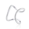 Moda europeia e americana nicho design estilo ins anel de curva dupla C todo cravejado de diamantes anel feminino banhado a cobre ouro 18k fornecimento transfronteiriço
