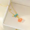 Nalan Plata S925 Exquisito Minimalista Estilo Ins Nicho Diseño Ágata Rojo Agua Moneda Caballo Pequeño Collar Y02693