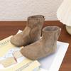 Sapatos Infantis 2025 Outono Couro Nobuck Estilo Coreano Moda Meninas Mary Jane Botas de Couro Botas de Cano Alto Estilo Western Botas de Princesa