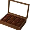 Caja de Almacenamiento para Relojes Madera de Nogal Negro Patrón de Madera Caja de Joyería Retro Caja de Almacenamiento de Madera para Joyería, Collares, Pulseras, Aretes
