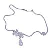 Collar de lujo de alta calidad con circonitas brillantes, gotas de agua, flor en forma de pera y diamantes de alto carbono, estilo Chanel, cadena de clavícula para mujer.