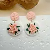 Brincos de Flor Artesanais Estilo Ins Romântico Retrô Argila Macia Argila Polimérica Brincos Versáteis de Alta Qualidade
