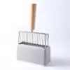 Pá para caixa de areia de gato com design original em metal, conjunto de pás para caixa de areia com cabo de madeira grande e base em cores de bala, pá para fezes de gato
