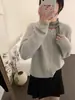 Cardigan de Tricô de Lã Pura com Gola Redonda Novo para o Início do Outono 2025 Feminino Gola Redonda Macio Cera Cor Pura Solto Jaqueta de Botão Único
