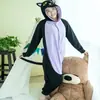 Macacão de Fleece Animal Desenho Animado Gato Azul Meia-Noite Gato Roxo Meia-Noite Unissex Roupa de Casa Com Capuz Fantasia de Performance