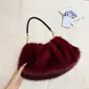 Bolso peludo de felpa elegante y único para otoño, nuevo modelo 2026, lindo color degradado, bolso de hombro con cadena de alta gama para mujer
