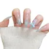 Uñas Manicura Populares Perlas de Vidrio Azul Degradado Lazo Punta Larga Ojo de Gato Uñas Portátiles Desmontables