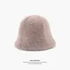 Sombrero de Imitación de Piel de Conejo Original para Mujer Otoño e Invierno Combinación Perfecta Moda Sombrero de Pescador de Felpa Tamaño Grande para Cabeza Cara Pequeña Cubeta