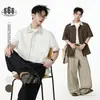 Ace Verano Nuevo Estilo Estilo Hong Kong Yuppie Camisa de Manga Corta para Hombre Holgada Rayas Patchwork Falsa de Dos Piezas Camisa Hc2718