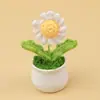 Ramo de flores tejidas en maceta transfronterizo, un producto terminado, perfecto como regalo para el Día del Maestro: un girasol de estambre, una flor artificial realista, ideal para decorar un escritorio de estudio