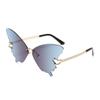 Gafas de Sol Transfronterizas Nuevas Forma de Mariposa Diamante Sin Montura Moda de Mujer Personalidad Exageradas Gafas de Sol Rojo de Internet Europeas y Americanas Diamante Roto
