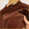 Fábrica de origem: Camiseta de inverno masculina com forro de fleece dupla face, manga longa espessa, gola alta, cor sólida térmica
