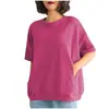 2026 Nova Camiseta Grande para Meninas Gordas que Cobre a Barriga, Caimento Solto, Emagrecimento, Redução de Idade, Cor Sólida, Versátil, Manga Meia para o Verão