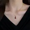 Collar con colgante de calabaza brújula micro-pavimentado para mujer, nuevo estilo chino, lujo ligero, diseño de nicho, cadena para suéter, accesorio de alta gama