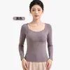 Ropa interior térmica con copas fijas independientes otoño e invierno calefacción de grafeno capa base sin costuras interior cepillado ajuste slim top cálido