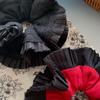 Zhao Chai Hecho a Mano Habitación Doble Capa Encaje de Órgano Negro Rojo Grande Anillos para el Cabello Cola de Pavo Elegante Francés Tocado Anillos para el Cabello