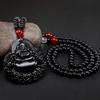 Estilo Étnico Imitación Obsidiana Guan Gong Bodhisattva Pixiu Collar Mercado Callejero Colgante Negro Cadena de Suéter Joyería Estilo Nacional Tendencia Nacional