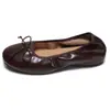 Versión de Cuero Suave~Zapatos Planos de Ballet de Cuero Genuino Franceses de Corte Bajo con Lazo para Mujer, Mocasines Planos Retro, Zapatos de Abuela Planos