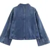 Ropa europea y americana para mujer transfronteriza, bestseller de AliExpress, chaqueta vaquera corta informal de moda estilo francés