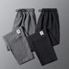 Pantalones de Lino Seda de Hielo para Hombre Marca de Moda Nueve Puntos Sueltos Talla Extra Talla Extra Casual Pantalones Deportivos Verano Delgados