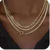 Colar em Camadas com Pingente de Fivela Dourada Ot Europeu e Americano Transfronteiriço Amazon Pingente com Fecho Toggle Colar Corda Cubana Feminino