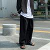 MYQ Calças Masculinas Pretas de Perna Larga Coreano Moda Masculina Primavera e Outono Verão Reta Solta Calças Casuais Finas