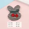 Acessórios de Tecido Acessórios DIY Acessórios de Coelho Pied-de-poule Roupas Infantis Acessórios de Cabelo Xadrez Decoração de Coelho de Camada Dupla