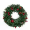 Guirnalda de Navidad de 45 cm con 100 Hojas Personalizada Venta Caliente Transfronteriza Amazon Guirnalda de Navidad de Fruta Roja y Aguja de Pino Mimbre Personalización