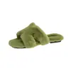 Pantuflas mullidas para mujer para usar en exteriores, nuevas pantuflas peludas de pelo de conejo de moda Otoño/Invierno 2026, pantuflas de algodón de una tira para mujer