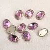 Rhinestones de Vidrio K9 Ovalados Planos de Doble Agujero Cosidos a Mano al por Mayor para Ropa DIY, Vestidos de Novia, Bolsos y Accesorios