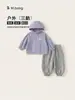 Ropa infantil Youbao Huzhou Zhili, colección de otoño para niñas, cortavientos con capucha de color liso y pantalones deportivos, conjunto de dos piezas, conjunto para niños
