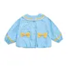 Chaqueta azul de lunares estilo coreano para niñas, nueva moda primavera y otoño 2026 para niñas pequeñas