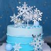 Bolo de Aniversário Floco de Neve Plug-in Natal Princesa Elsa Branco Prata Acrílico Floco de Neve Transparente Cartão Gelo e Neve