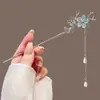 Grampo de Cabelo Flor com Franja Estilo Antigo para Mulheres, de Alto Padrão e Elegante, Versátil Grampo Hanfu, Grampo para Coque no Topo da Cabeça