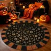 Alfombra decorativa redonda temática de Halloween para uso doméstico, adecuada para salas de estar, a prueba de polvo y resistente a las manchas, se puede usar como alfombra de sofá o mesa de café, y como una alfombrilla de piso fresca y cómoda para dormitorios
