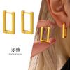 Sugar Ins Aretes Geométricos Rectangulares con Hebilla para la Oreja, Moda Simple Estilo Frío, Acero Inoxidable Chapado en Oro de 18K