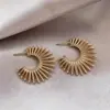 Brincos de Girassol Agulha de Prata para Mulheres, Brincos Simples Estilo Feriado, Acessórios de Orelha Exagerados Moda de Nicho Retro Dourado
