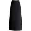 Saia Feminina da Moda com Cintura Elástica, Nova Saia Bodycon de Comprimento Médio com Fenda nas Costas Outono/Inverno 2026, Saia Reta de Cintura Alta, Tendência