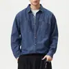 Roupas Masculinas Fengshe / Artesanato patchwork retrô japonês, camisa jeans de corte tridimensional para homens, solta, camisa casual de luxo leve