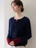 26 nova coleção outono e inverno: cardigã de malha de cashmere com blocos de cor e mangas compridas para mulheres, caimento solto, elegante casaco de tricô de lã