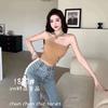 Estilo Dulce y Lindo Hombro Irregular Oblicuo Colgante del Clavícula Espalda Hermosa Ropa Interior Ropa Exterior con Almohadilla en el Pecho Sexy Tirante de Ombligo