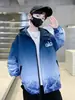 Chaqueta con capucha degradada para niños, estilo nuevo de primavera y otoño, chaqueta moderna con estampado de montaña para niños mayores, cortavientos casual