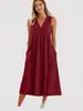 Suministro Exclusivo Transfronterizo 2026 Amazon Europeo y Americano Vestido de Verano sin Mangas con Cuello en V, Talla Grande Holgado, Estilo Adelgazante de Longitud Media