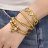 Conjunto de Pulseiras Geométricas de Aço Inoxidável com Zircônia 5A, Personalizado, Simples, Alta Qualidade, Estilo Europeu e Americano, Banhado a Ouro 18K Real