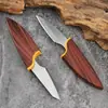 Cuchillo de Fruta de Doble Hoja de Madera de Pez y Pato Mandarín Portátil de Acero Inoxidable de Doble Cabezal Dos en Uno Cuchillo de Fruta Pelador Doble Uso