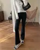 Pantalones Pierna de Caña de Bambú Dios 360 Estiramiento Alto Estiramiento Alto Delgados Micro Acampanados Figura Petite Adelgazantes Pantalones Negros Pequeños Mujer 2026 Primavera H041415