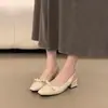 Nuevos zapatos de noche bajos de punta cerrada para mujer, estilo coreano, con lazo suave, para combinar con faldas