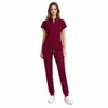 72% Fibra de Poliéster + 21% Rayón + 7% Spandex Bata Quirúrgica de Trabajo para Doctor y Enfermera con Cuello Alto, Traje de Cirugía Cómodo
