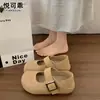 Sapatos Birkenstock femininos 2026 novo estilo outono, com aumento de altura, sola grossa, trançados, confortáveis e leves, com design Mary Jane de uma fivela